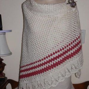 Hand Crocheted Beautiful Triangle Shawl Wrap